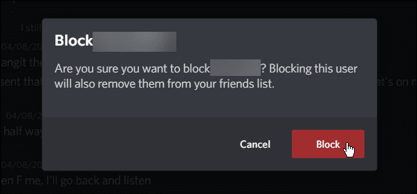 потвърдете блокиране на потребителя