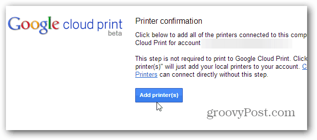Добавете Принтер облак печат