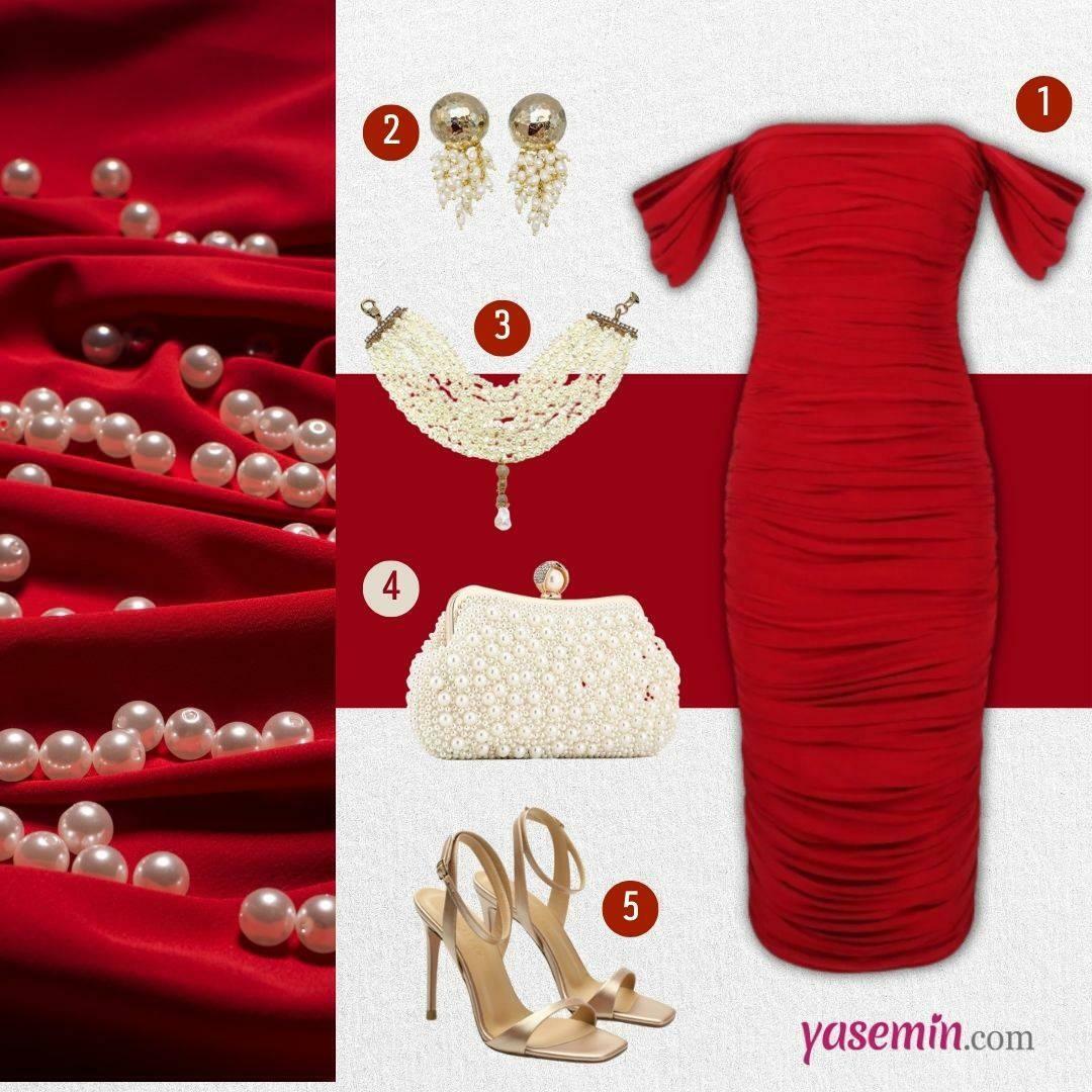 комбинация от червена рокля
