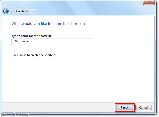 назовете пряк път в Windows 7