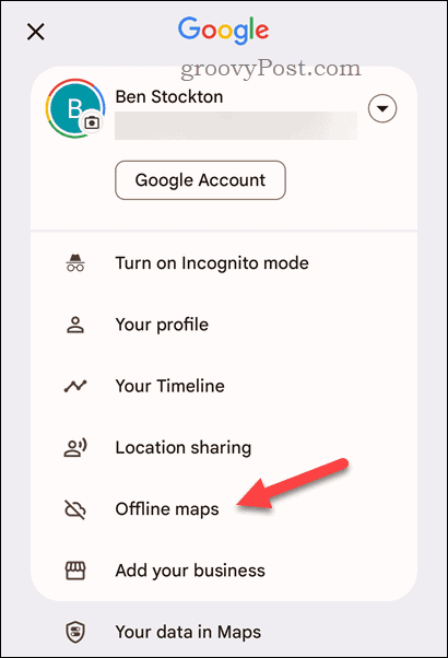 Отворете офлайн менюто на Google Maps