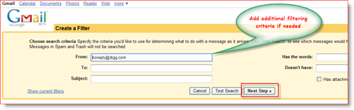 Използвайте Google Филтри, за да организирате GMail Inbox