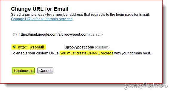промяна на имейл приложенията за URL адреси в google