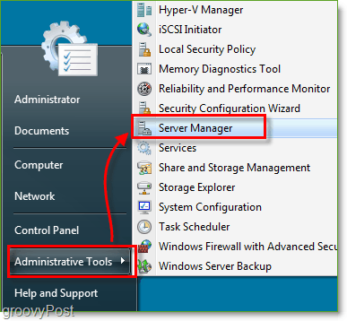 Снимка на екрана - Windows Server 2008 Launch Server Manager