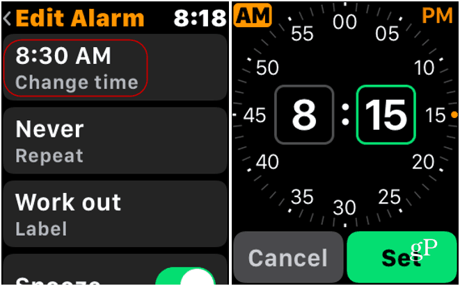 Промяна на алармата на Apple Watch