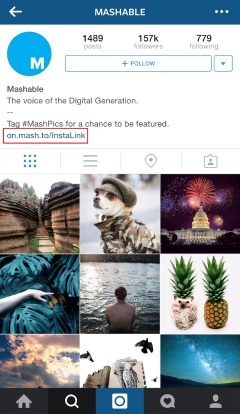 Насърчавайте потребителите да кликват върху връзка, която ще ги отведе до статия, свързана със снимката в Instagram.