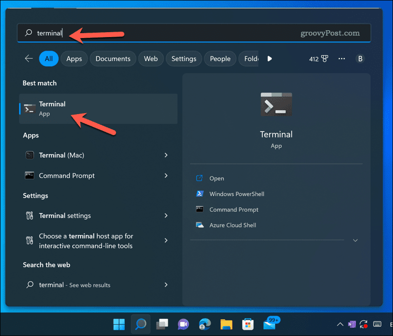 Отворете терминалното приложение на Windows 11