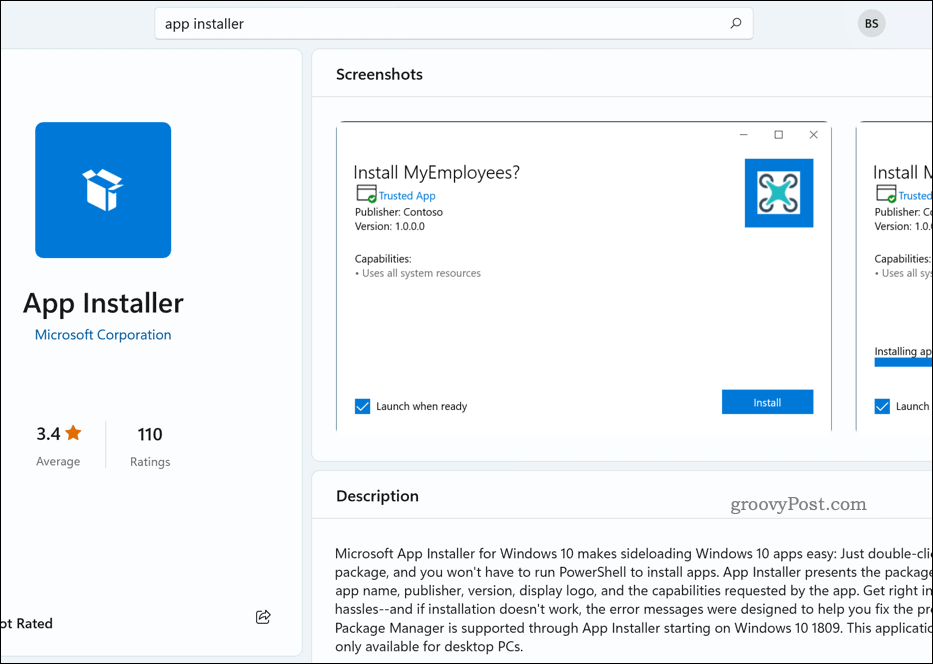 Инсталатор на приложения в Microsoft Store