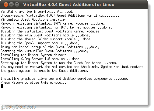 стартирайте гост добавки за virtualbox в Linux