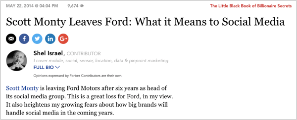 Скот Монти ръководи таксата за социални медии за Ford.
