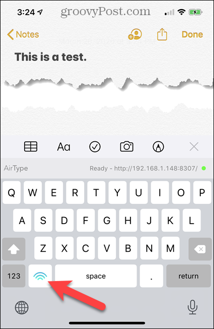 Текстова клавиатура AirType на iPhone