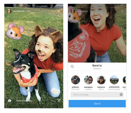 Instagram обяви, че потребителите вече могат да споделят истории на Instagram в Direct.
