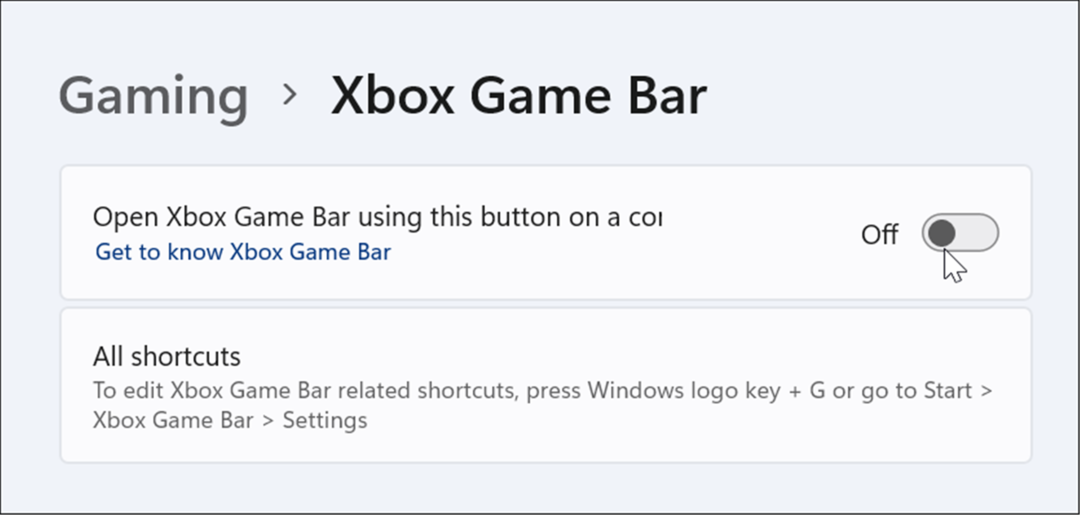 деактивирайте лентата за игри на xbox на Windows