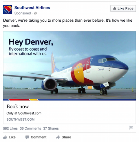 югозападна авиокомпания facebook реклама
