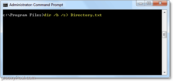 използвайте dir / b / s> directory.txt, за да изведете dir заявка към текстов файл