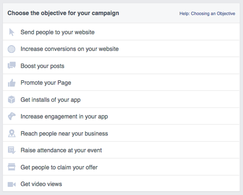 цели на рекламна кампания във facebook