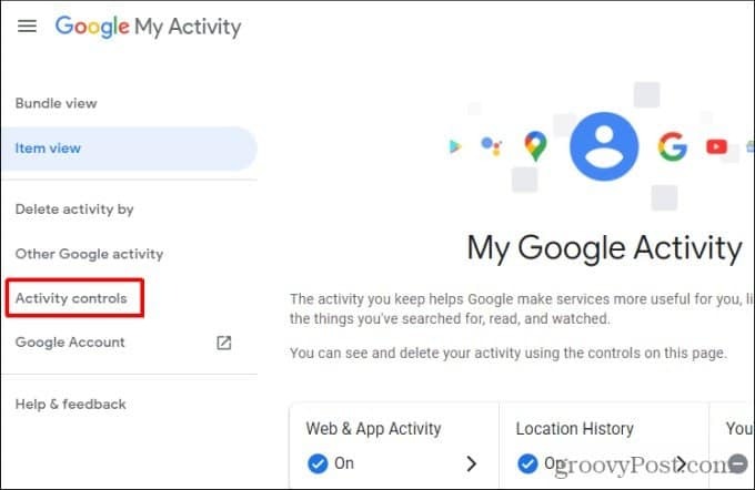 контрол на активността на google