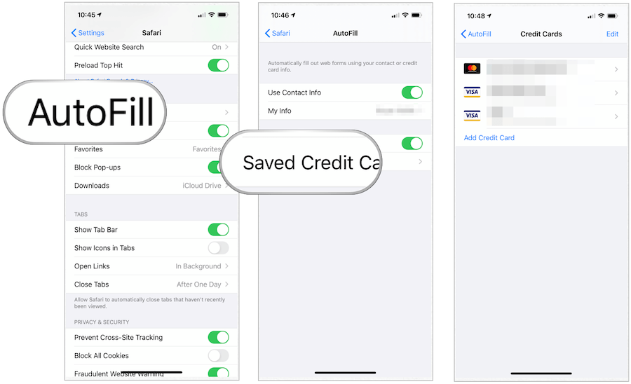 iOS кредитна карта