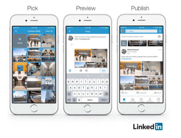 LinkedIn обяви, че членовете вече могат лесно да добавят множество снимки към една публикация.