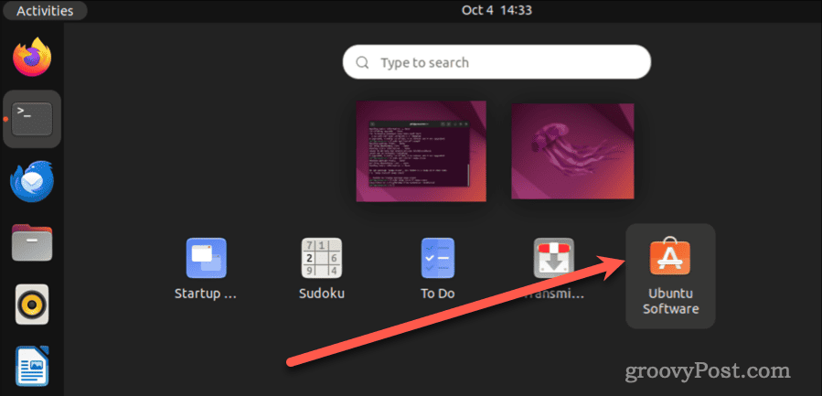 Щракнете върху Софтуер Ubuntu