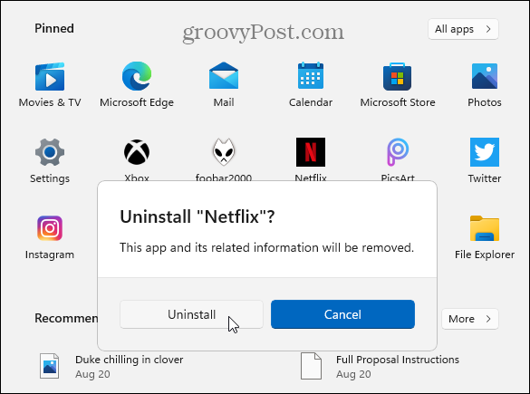 Проверете Деинсталиране на приложението Microsoft Store