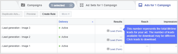 Резултати от водещи реклами във Facebook