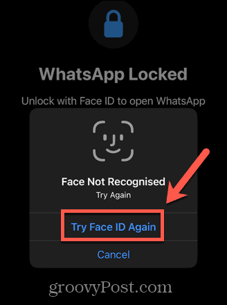 whatsapp опитайте face id отново