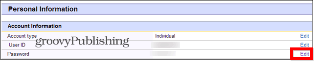 eBay променете настройките на акаунта за парола лична информация парола