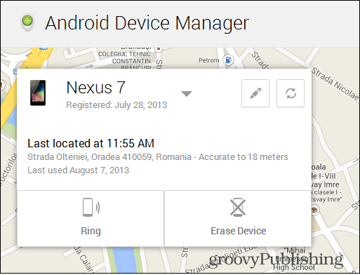 Карта на Android Device Manager