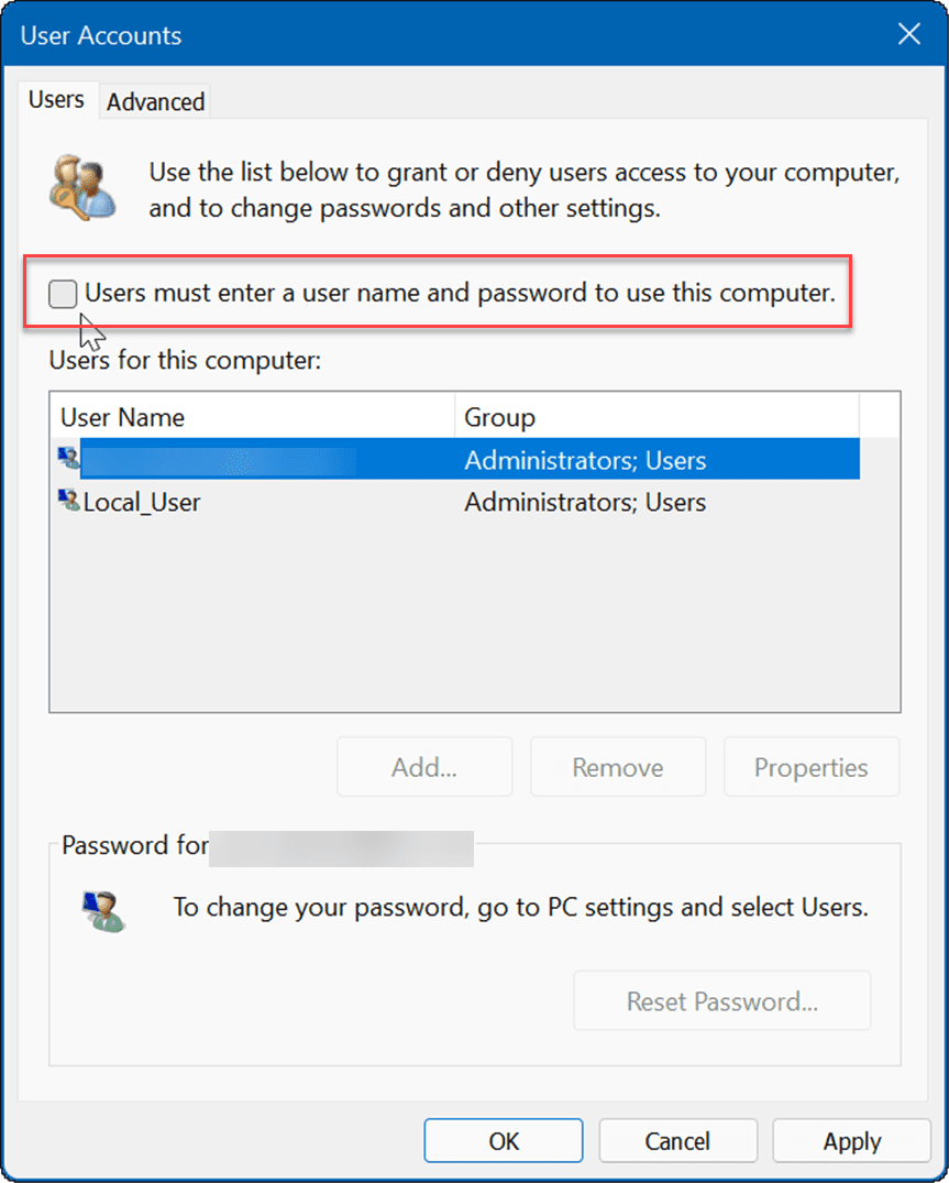 автоматично влизане в Windows 11