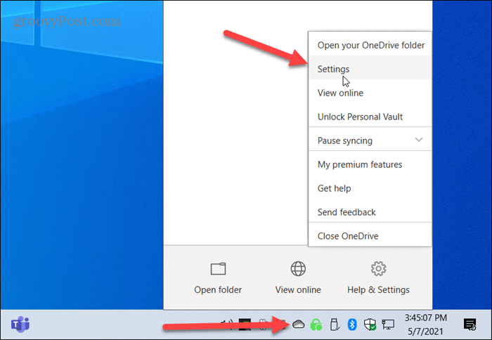 Настройки на Microsoft OneDrive