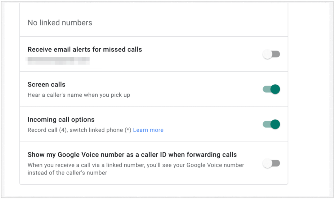 Опции за входящи разговори в Google Voice