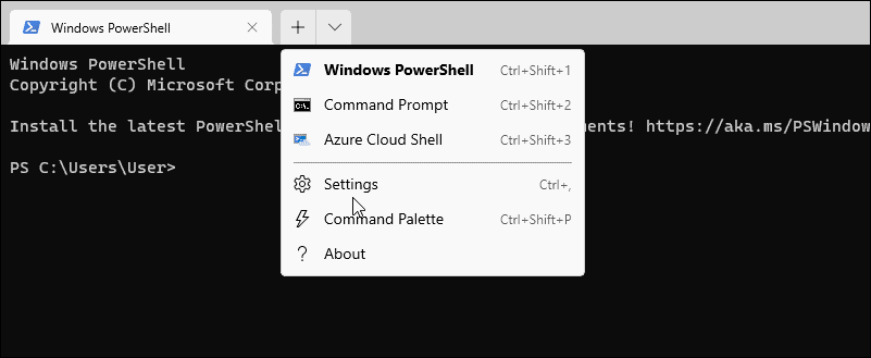 Настройките на терминала отворете powershell като администратор на Windows 11