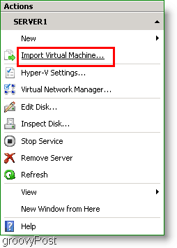 Hyper-V Manager Импортиране на виртуална машина