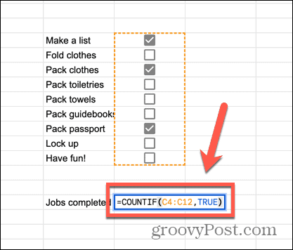 формула за броене на google sheets