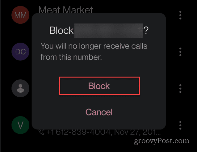 Блокиране на номер на Android