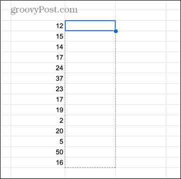 google sheets плъзгащи клетки