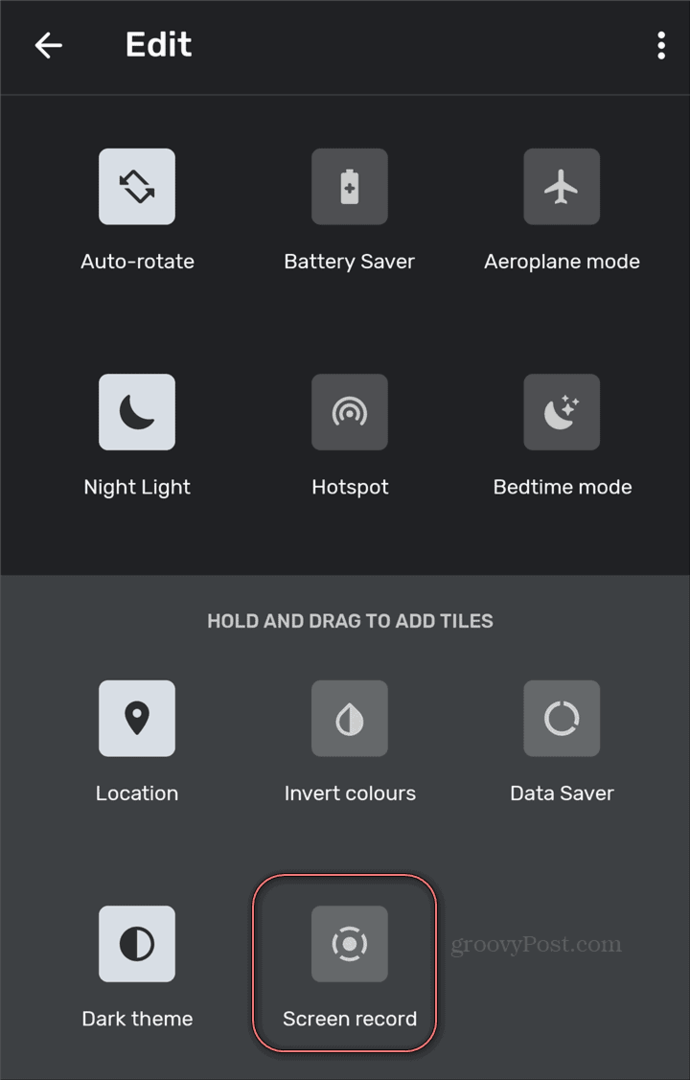 Android Screen Recorder бързи настройки записващ екран