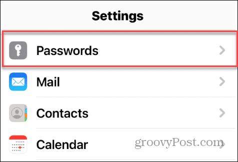 опция за пароли Настройки на iPhone