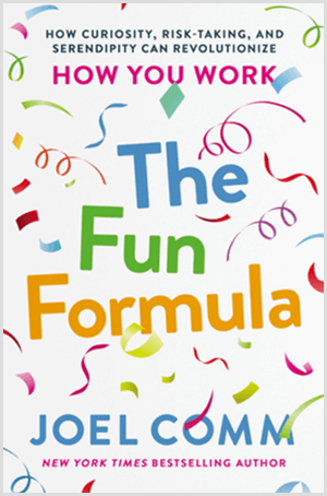 Забавната формула от Joel Comm има корица на книга с цветни конфети и бял фон.