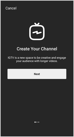 Следвайте указанията за настройка на IGTV канал.