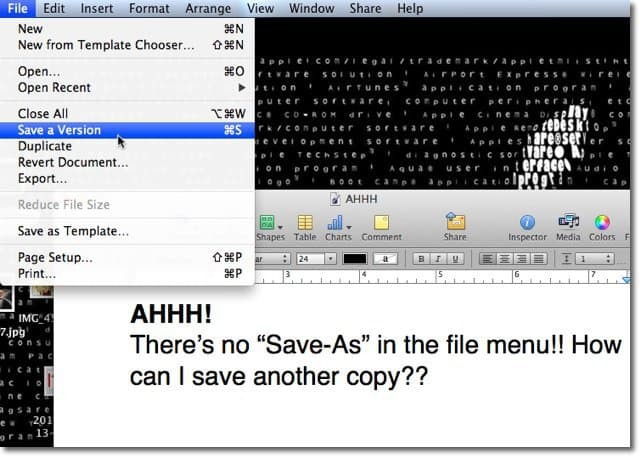 Mac OS X Lion: Запазване - както при версиите