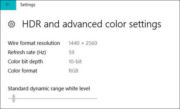 Настройки за цвят на HDR