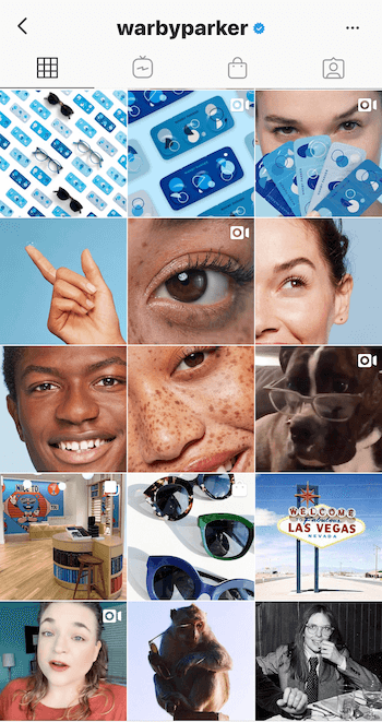 Бизнес профил в Instagram за Warby Parker