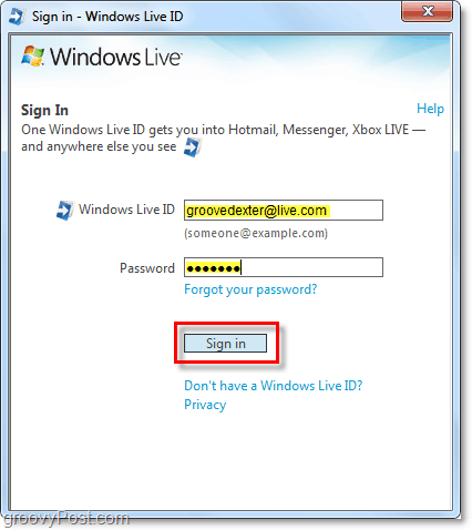 влезте в Windows Live автоматично с акаунт на Windows 7