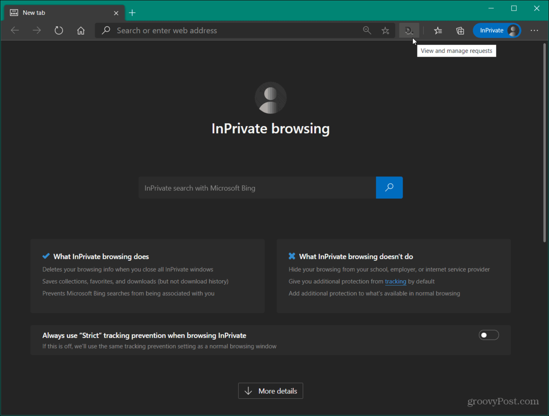 Накарайте Microsoft Edge да използва разширение в режим InPrivate