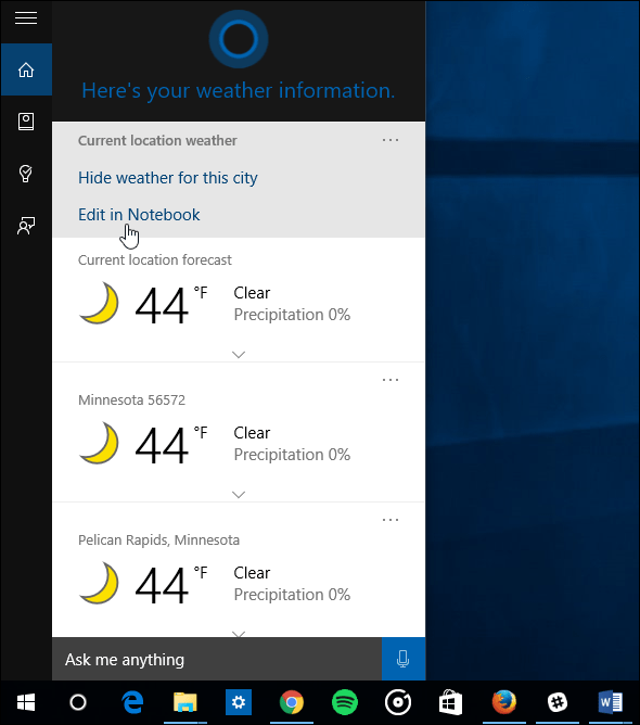 Съвет за Windows 10: Направете Cortana Show Weather за множество градове